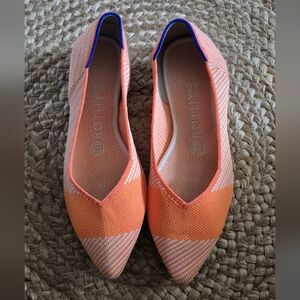 Rothys Point Flat Slip-On Orange Sherbet Stripe Sz.7.5